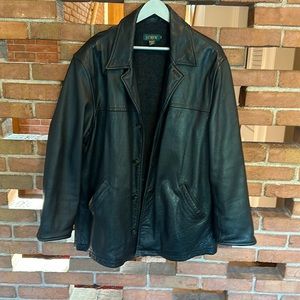 Mens J Crew leather car coat. Size medium